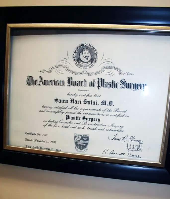 American Board of Plastic Surgery Dr. Saira Hari Saini M.D.